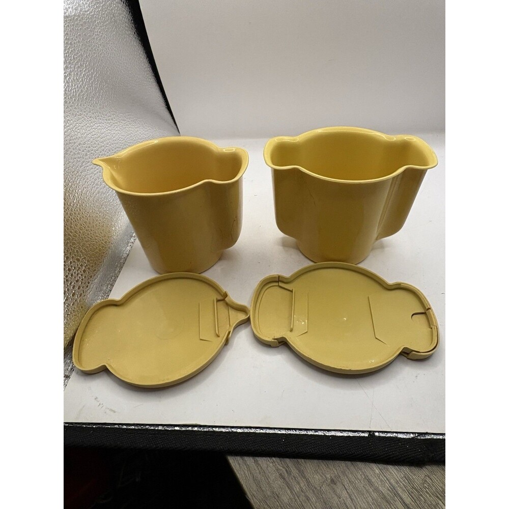 Vintage Gold Tupperware Creamer 574, 577 W/ Flip Top Lid And Sugar Container- - Picture 7 of 9
